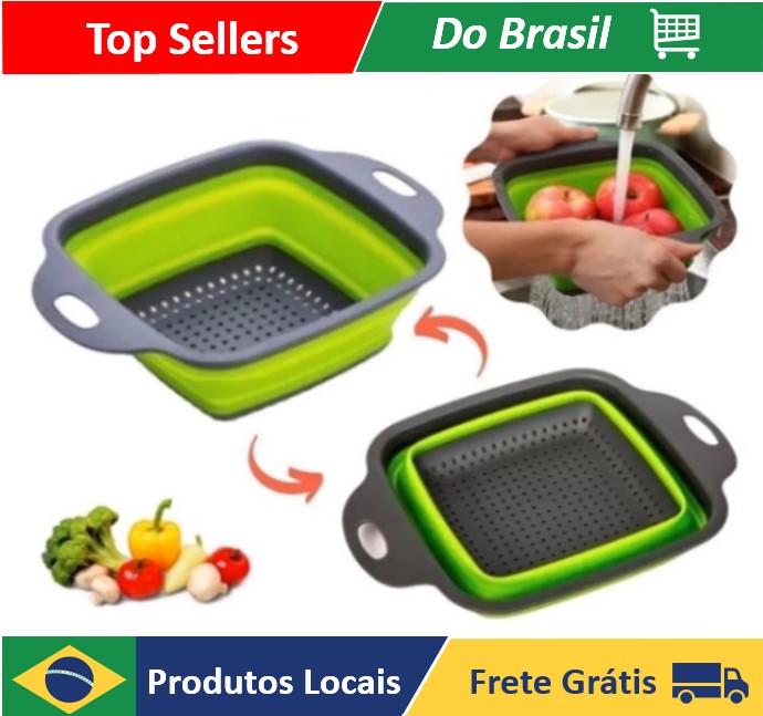 Quadrado - Escorredor de Silicone Retrátil Multiuso Massas Fruta Alimentos