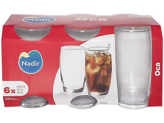Jogo de Copos de Vidro 300ml 6 Peças Nadir