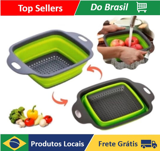 Quadrado - Escorredor de Silicone Retrátil Multiuso Massas Fruta Alimentos