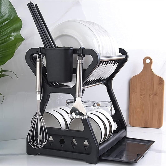 Escorredor De Louça Camada Dupla Bancada Cozinha Suporte Pratos Gaiola Pauzinhos