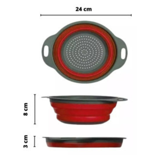 Escorredor Retrátil Silicone Redondo Prático Compacto Para Macarrão Frutas Legum
