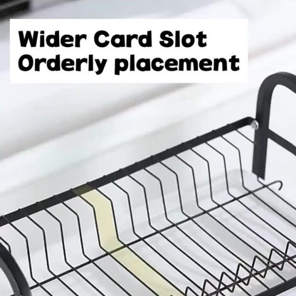 Escorredor Louca Aco Inox Cozinha 2 Andares Preto Porta Prato Talher Copo Utensí