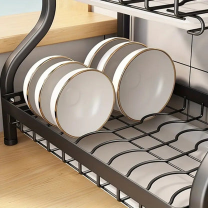 Escorredor Louca Aco Inox Cozinha 2 Andares Preto Porta Prato Talher Copo Utensí