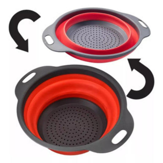 Escorredor Retrátil Silicone Redondo Prático Compacto Para Macarrão Frutas Legum